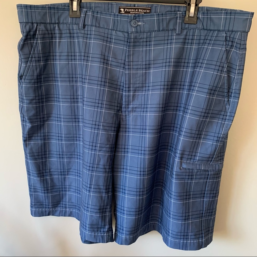Pebble Beach Performance Blue Plaid Shorts | 42 - Picture 3 of 5